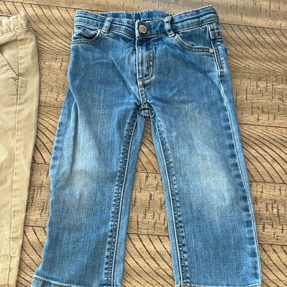 Jacadi Jeans 1 Denim 👖 & 1 Khaki Pants. 🇫🇷 Designer 🧑‍🎨 Cotton soft. Adj waists - Picture 13 of 17